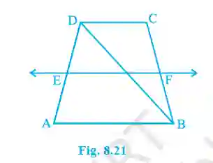 Exercise 8. 2 class 9th solution 4 Trapezium with mid-point line (fig. 8. 21)