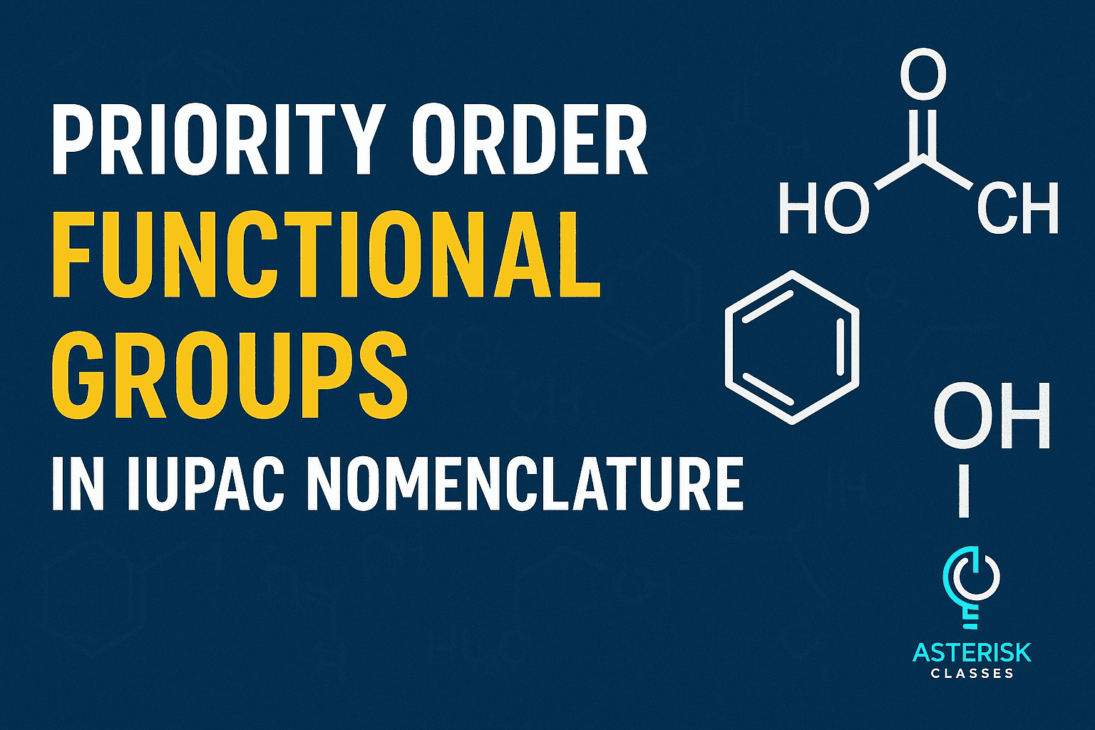 Priority order of functional groups in iupac nomenclature