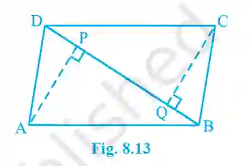 Exercise 8. 1 class 9th 5 Parallelogram with perpendiculars on diagonal (fig. 8. 13)