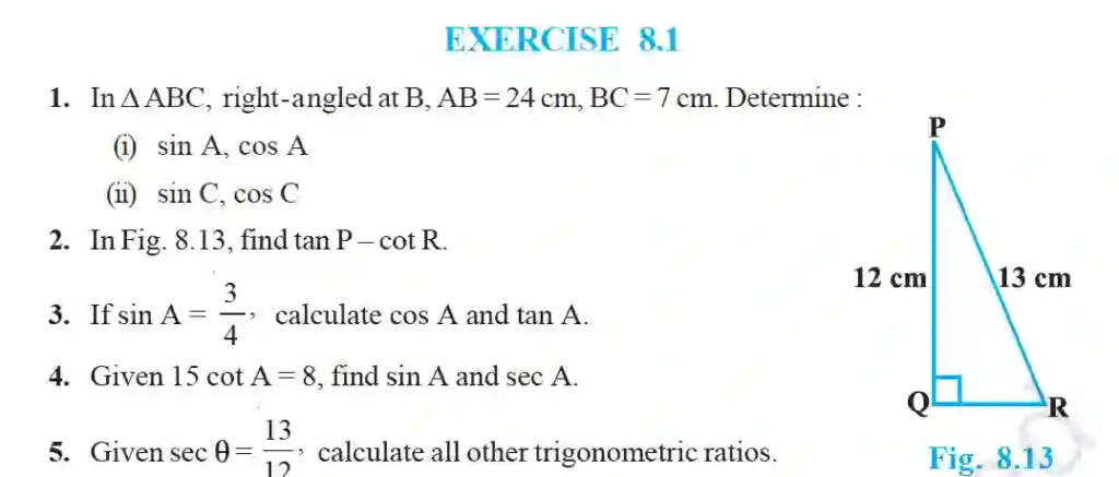 Class 10 trigonometry exercise 8. 1 1 Https://asteriskclasses. Com/class-10-trigonometry-exercise-8-1/