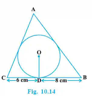 Class 10 maths chapter 10 exercise 10. 2 6 Triangle circumscribing a circle (fig. 10. 14)