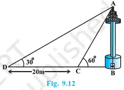 Class 10 maths chapter 9 exercise 9. 1 solutions 4 Tv tower on canal bank diagram (fig. 9. 12)