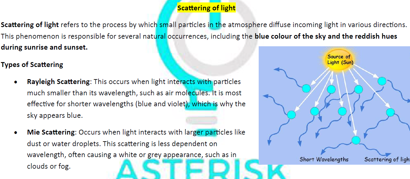 Human eye and colourful world class 10 notes 9 Diagram showing shorter wavelengths scatter more