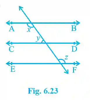 Class 9 exercise 6. 2 solutions 3 Parallel lines intersected by a transversal (fig. 6. 23)