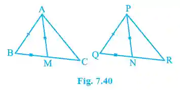 Exercise 7. 3 class 9th 4 Triangles with equal sides and medians (fig. 7. 40)